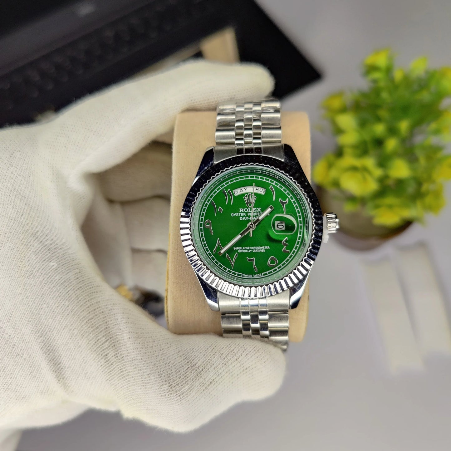 Rolex - Silver & Green Arabic - Day Date