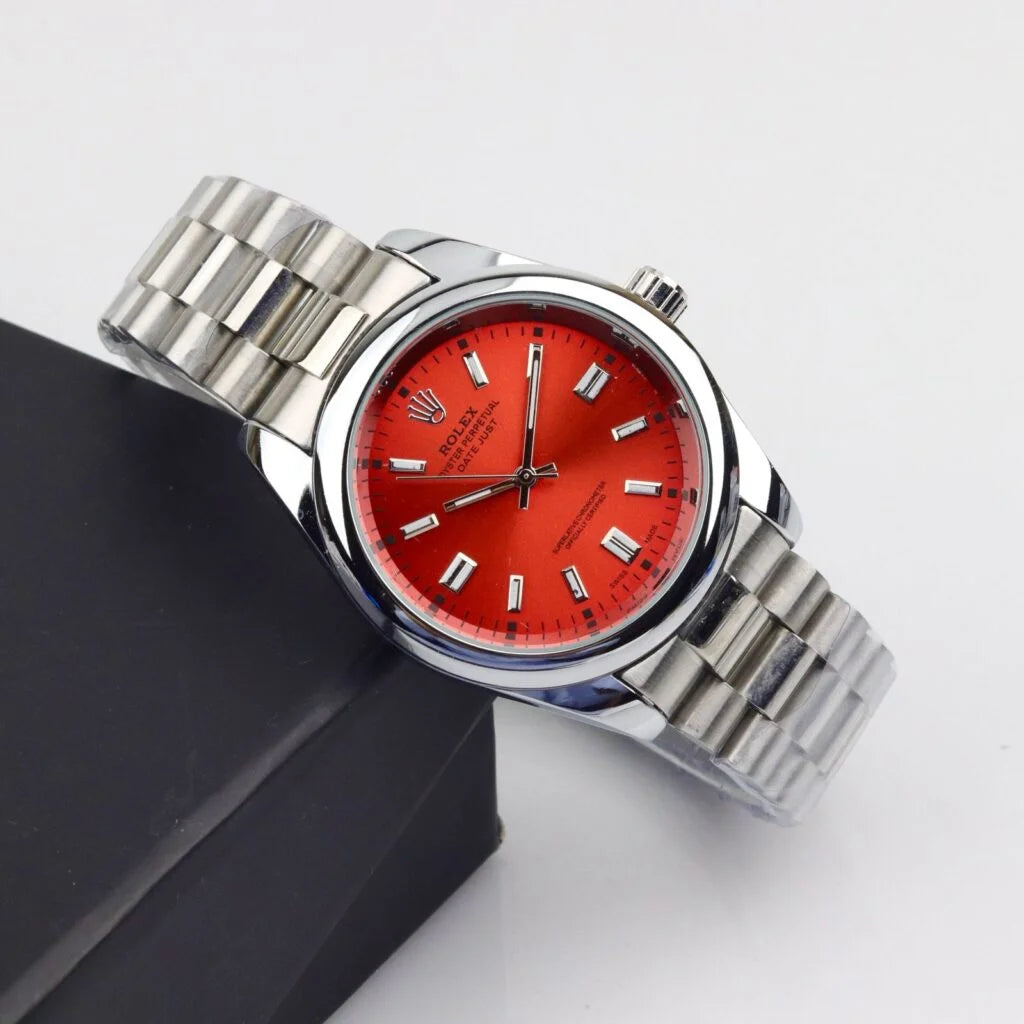 Rolex - Red & Silver - Chain