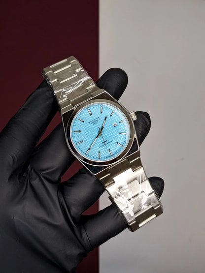 Tissot PRX - Ice Blue Textured - Chain