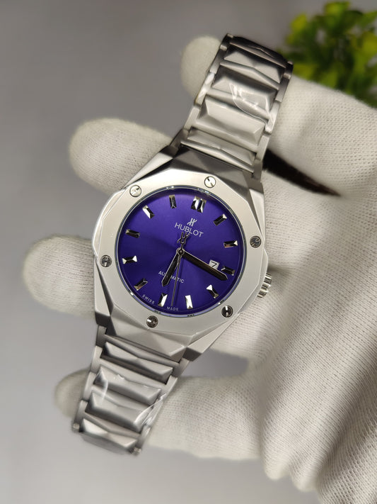 Hublot Diamond Cut Watch - Blue Dial
